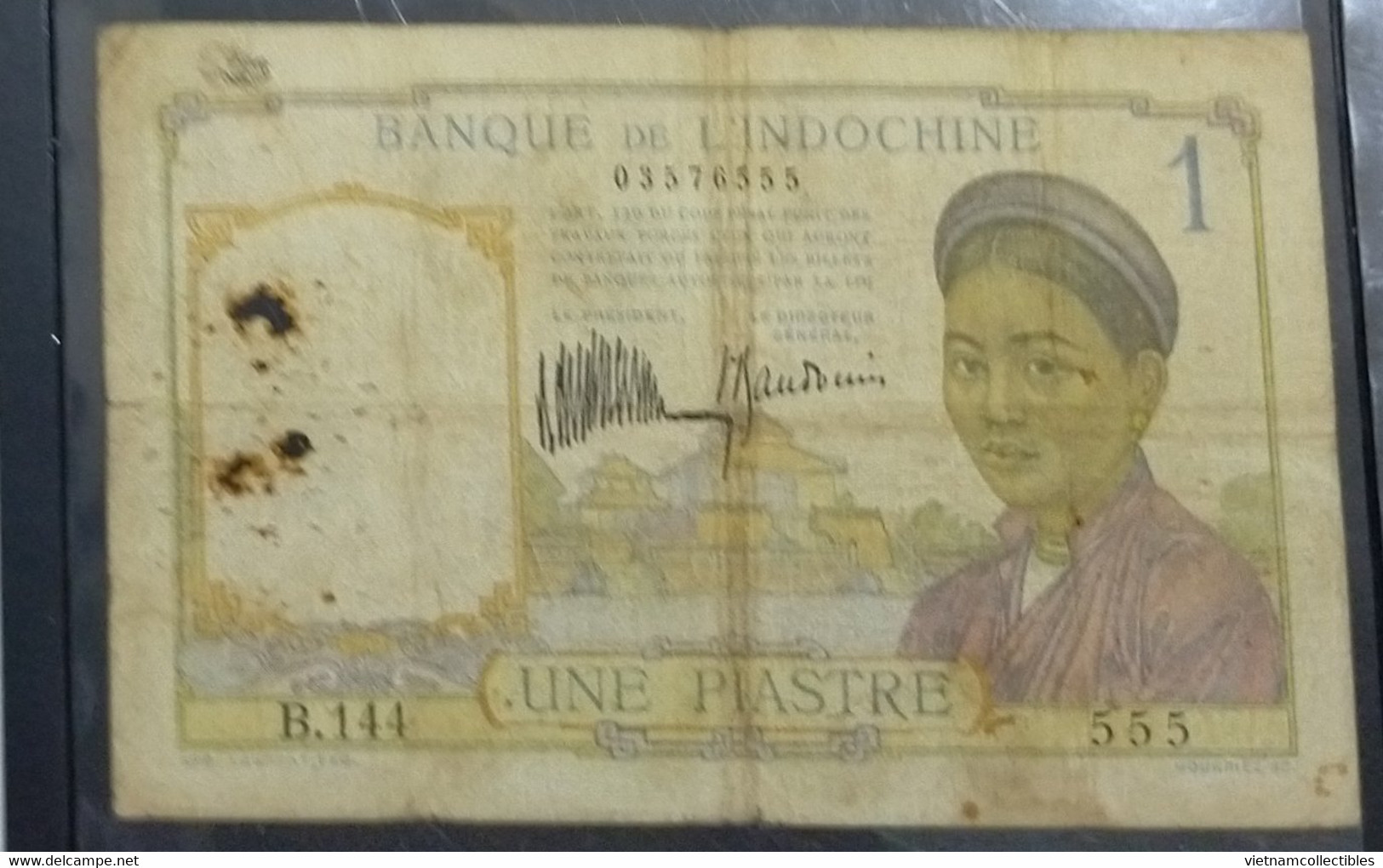 French Indochine Vietnam Viet Nam Laos Cambodia 1 Piastre VF Banknote Note / Billet 1932 - Pick # 52 / 02 Photo - Indochina
