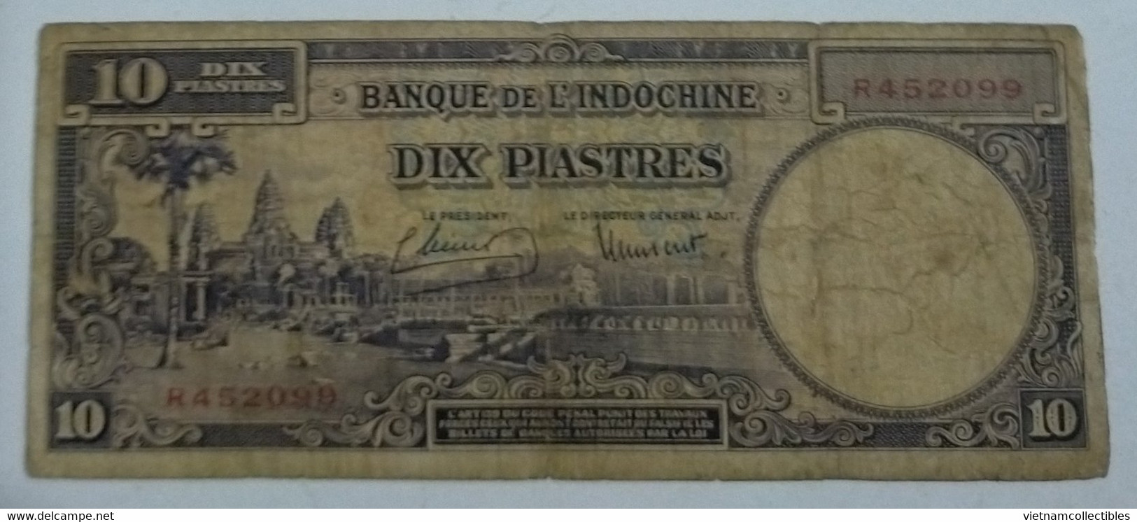 Indochina Indochine Vietnam Viet Nam Laos Cambodia 1 Piastre VF Banknote Note / Billet 1947 - Pick# 80 One Letter Prefix - Indochina