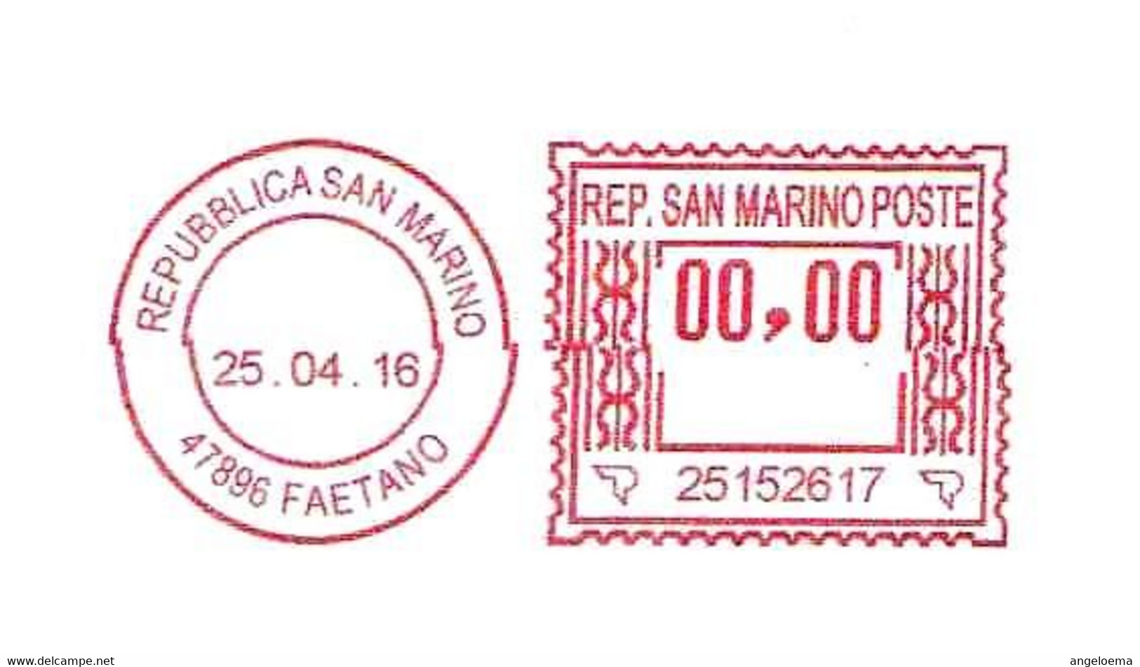 SAN MARINO - 2016 LABORATORIO CHIMICO SAMMARINESE - Ema Affranc. Mecc.rossa Red Meter Su Busta Non Viaggiata - 1990 - Covers & Documents