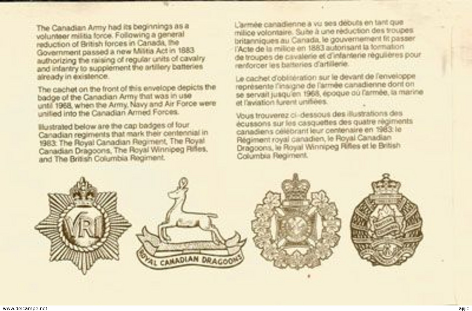 Royal Canadian Regiment (Centenaire). Belle Lettre D'Ottawa. - Commemorative Covers