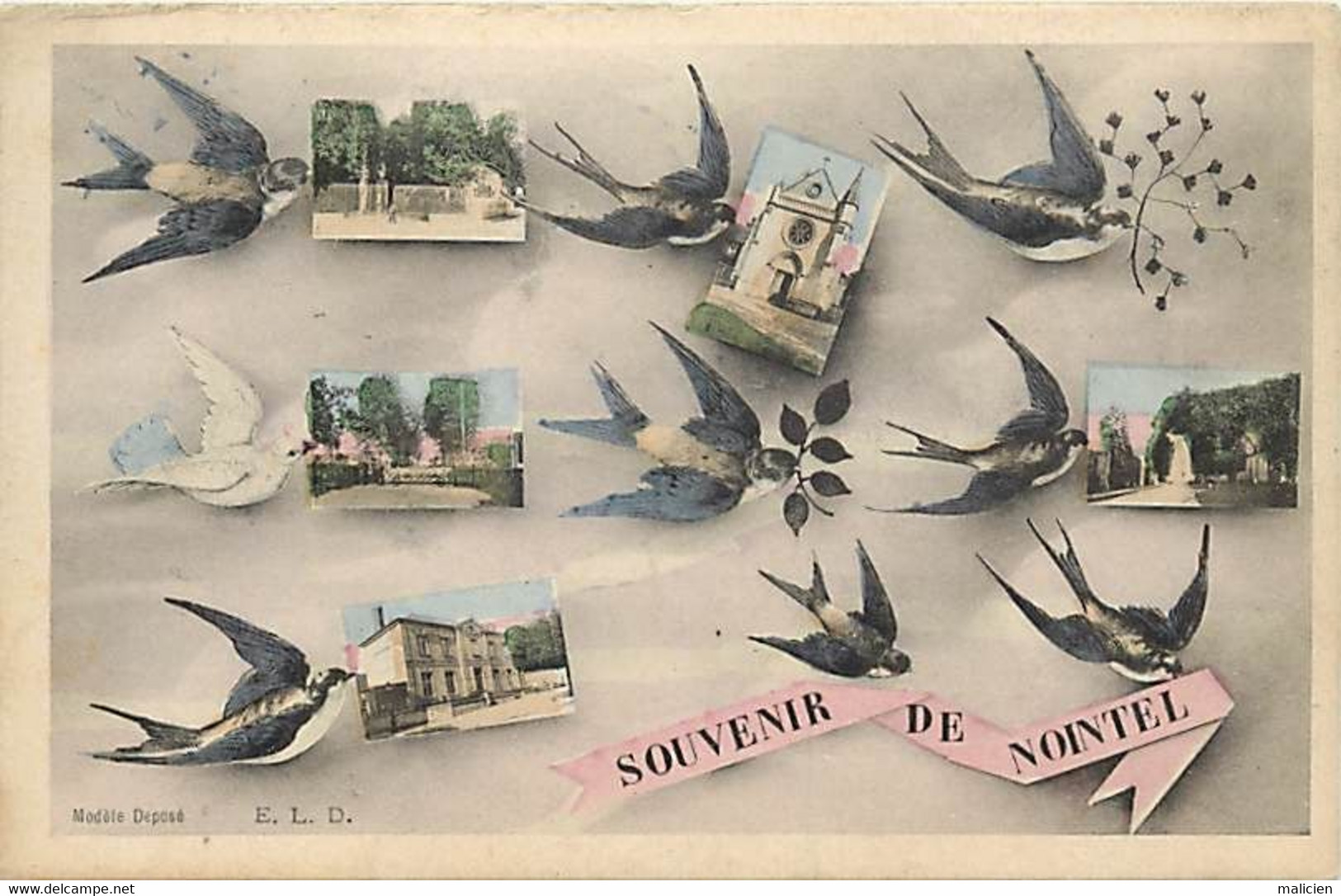 - Val D Oise -ref-815- Nointel - Souvenir De .. - Multi Vues Et Hirondelles - Verso Pub Chaussures" Incroyable " Paris - - Nointel