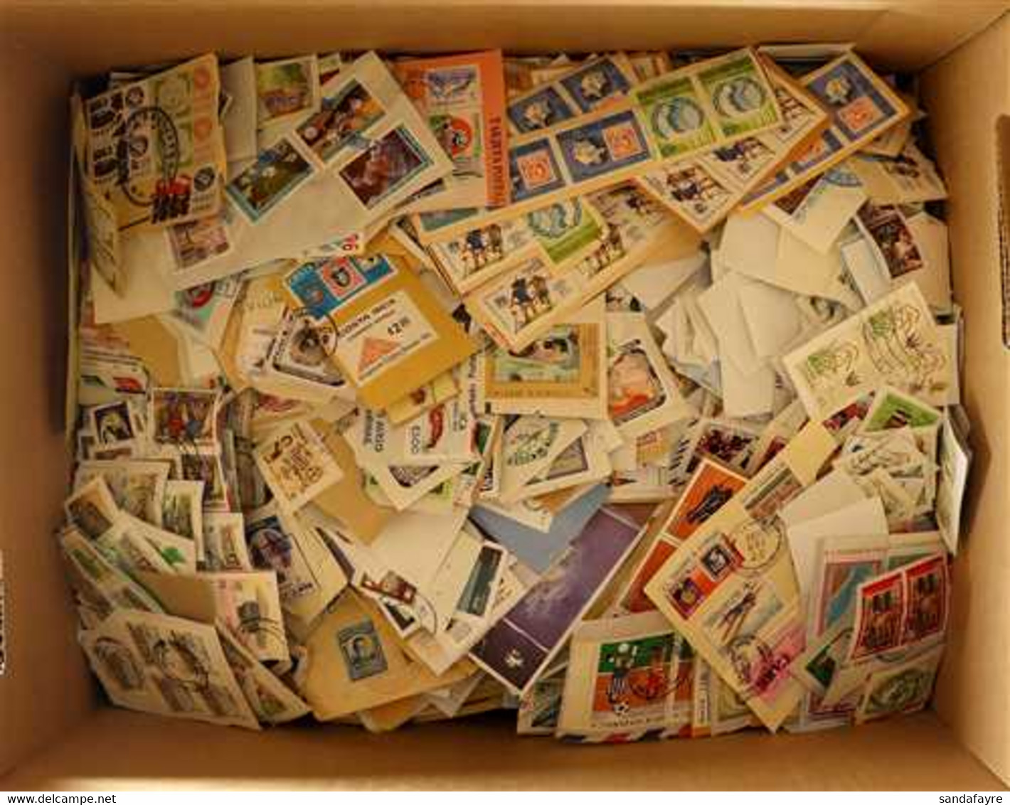 WORLD ON PAPER STAMPS Mostly 1980's-2000's Fine Used Stamps On Pieces In A Box, Includes Latin American Countries, Malay - Andere & Zonder Classificatie