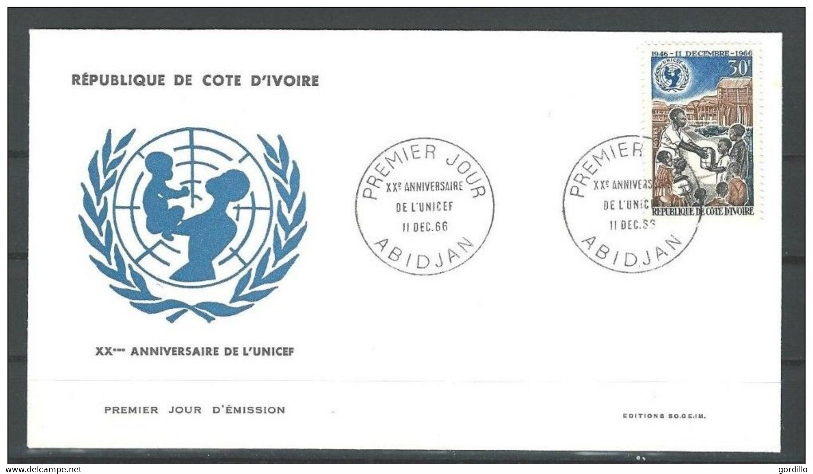 Cote Ivoire FDC YT 256  UNICEF 1966 - Costa De Marfil (1960-...)