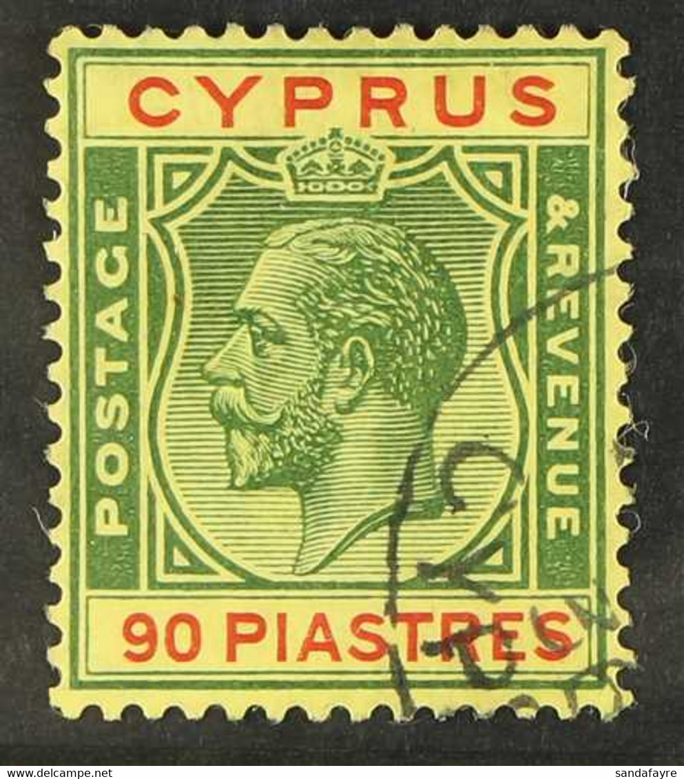 1924-28 90pi Green And Red On Yellow, SG 117, Fine Cds Used. For More Images, Please Visit Http://www.sandafayre.com/ite - Other & Unclassified