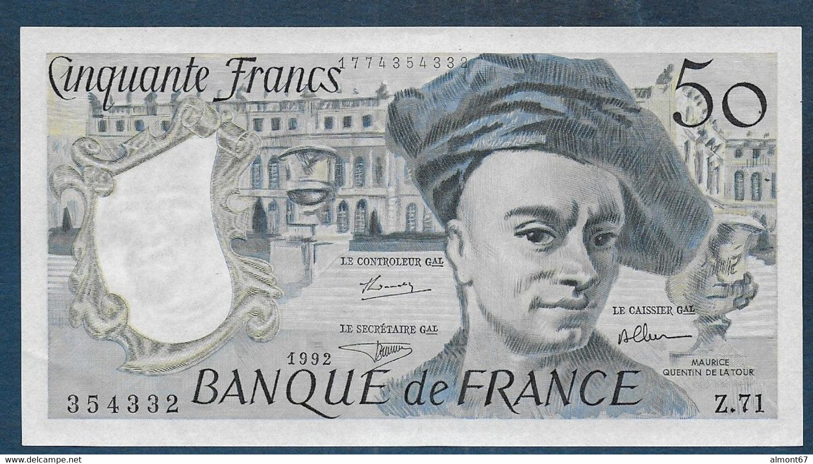 50 Francs Quentin De La Tour  De 1992 - 50 F 1976-1992 ''Quentin De La Tour''