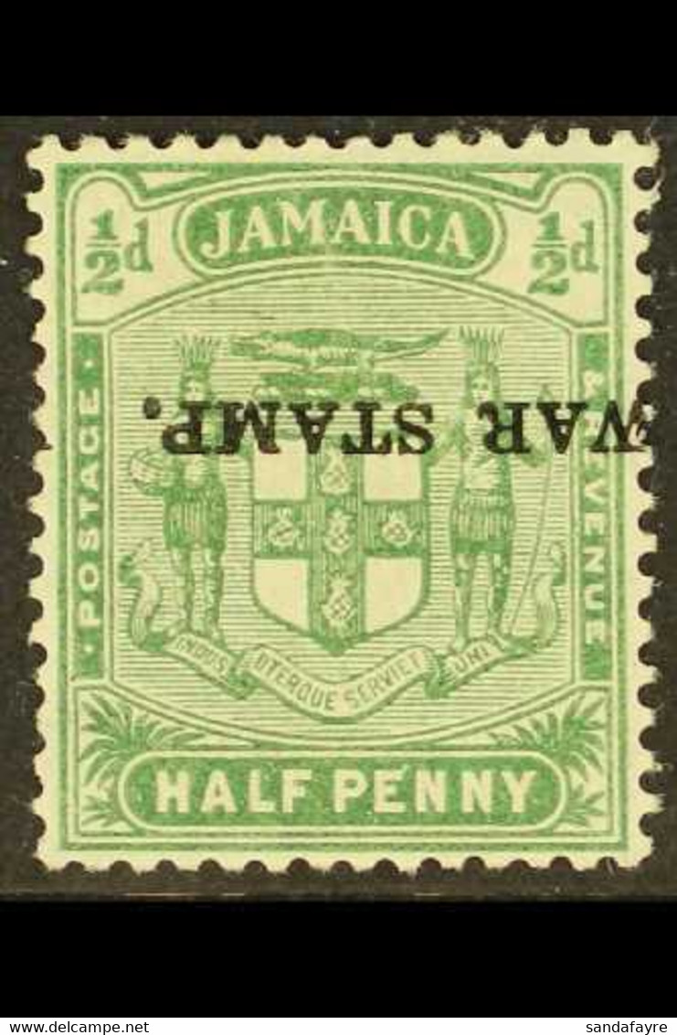 1916 ½d Yellow-green War Stamp With OVERPRINT INVERTED Variety, SG 68c, Mint. For More Images, Please Visit Http://www.s - Jamaica (...-1961)