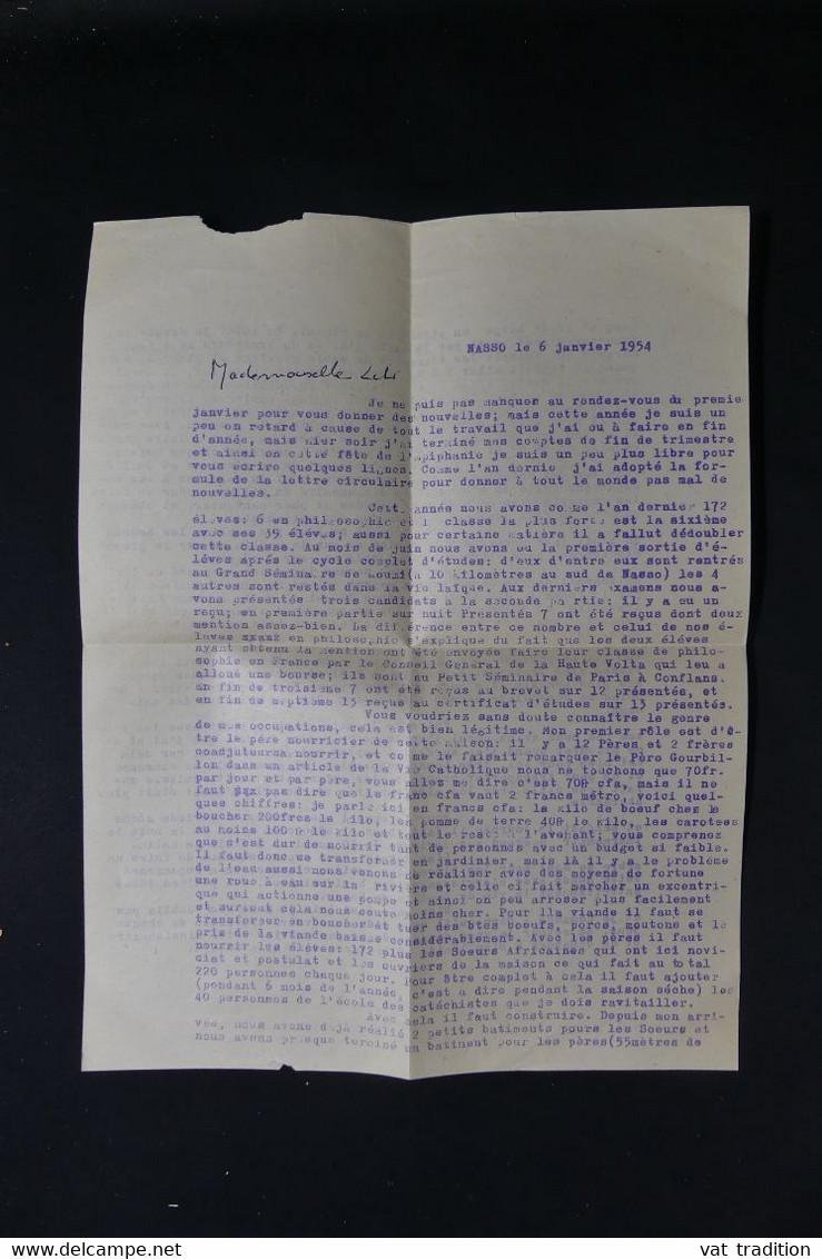 VIEUX PAPIERS - Lettre D'une Mission Catholique De Nasso ( Haute Volta ) En 1954, Voir Texte - L 89573 - Collections