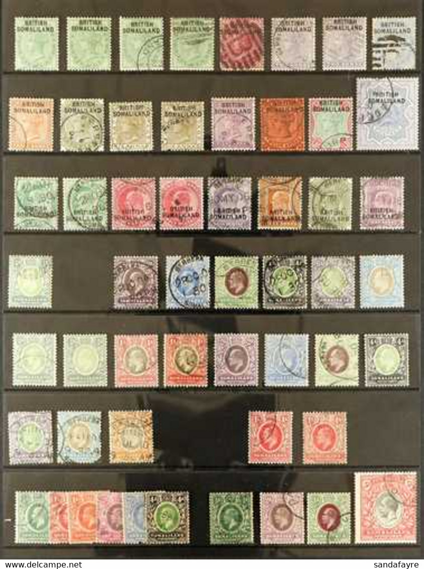 1903-21 INTERESTING USED SELECTION With Some Better Values On A Stock Page, Includes 1903 QV Ovpts Set To 1r Plus 5r, KE - Somaliland (Herrschaft ...-1959)