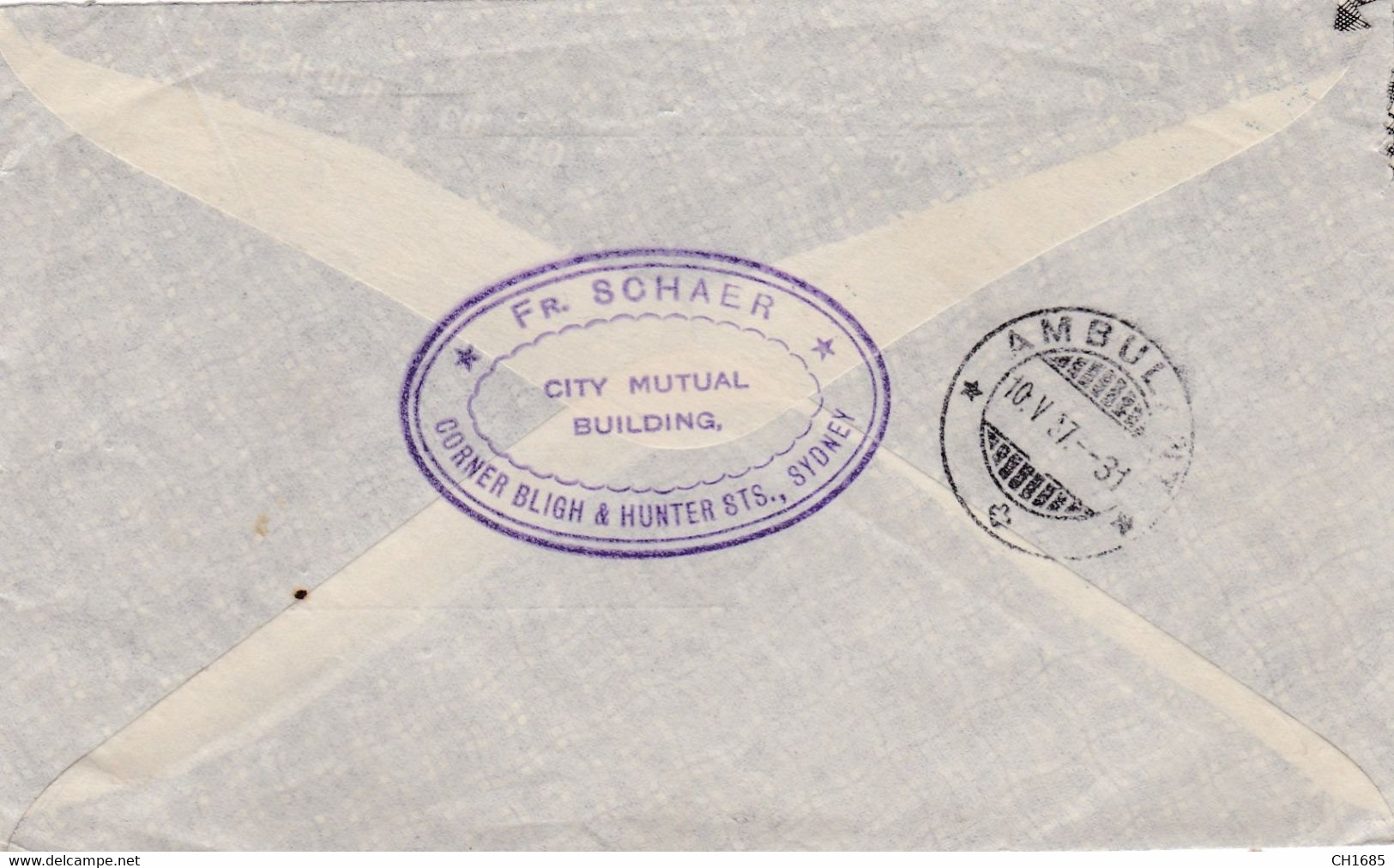 AUSTRALIE : Lettre Par Avion Pour La Suisse. Oblitération AIR MAIL SIDNEY . Cachet Ambulant Suisse Au Dos - Otros & Sin Clasificación