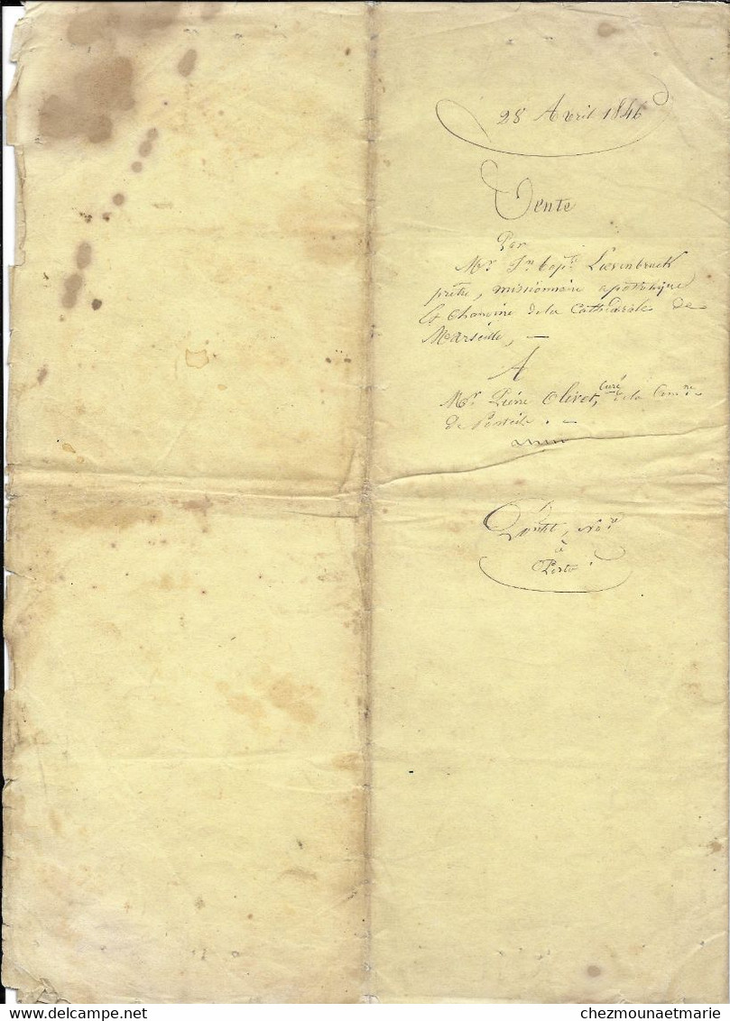 1846 - VENTE CHATEAU DE BRESIS CHAPELLE TERRES PAR LE PRETRE LOEVENBRUCK POUR LE CURE OLIVET CURE DE PONTEILS - DOCUMENT - Documents Historiques