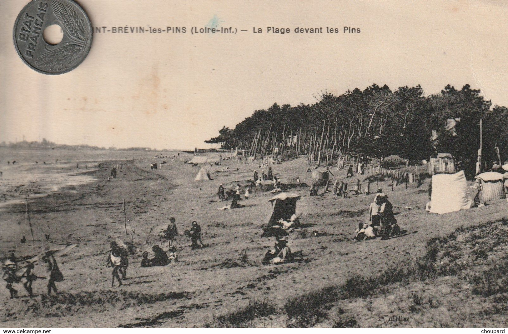 44 -Très Belle Carte Postale Ancienne De SAINT BREVIN LES PINS  La Plage Devant Les Pins - Saint-Brevin-les-Pins