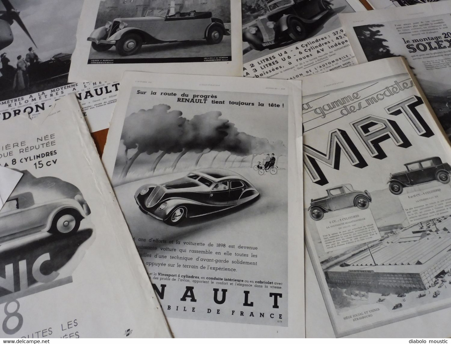 Course de TRI-CARS, Coupe VANDERBILT, AUTOMOBILES , publicités , etc (feuilles éparses journal ancien " L'ILLUSTRATION "