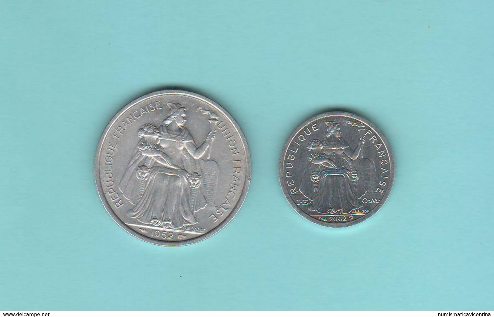 Nuova Caledonia 1 + 5 Franchi 2000 E 1952  New Caledonia 1 + 2 Francs Aluminum Coin - Nieuw-Caledonië