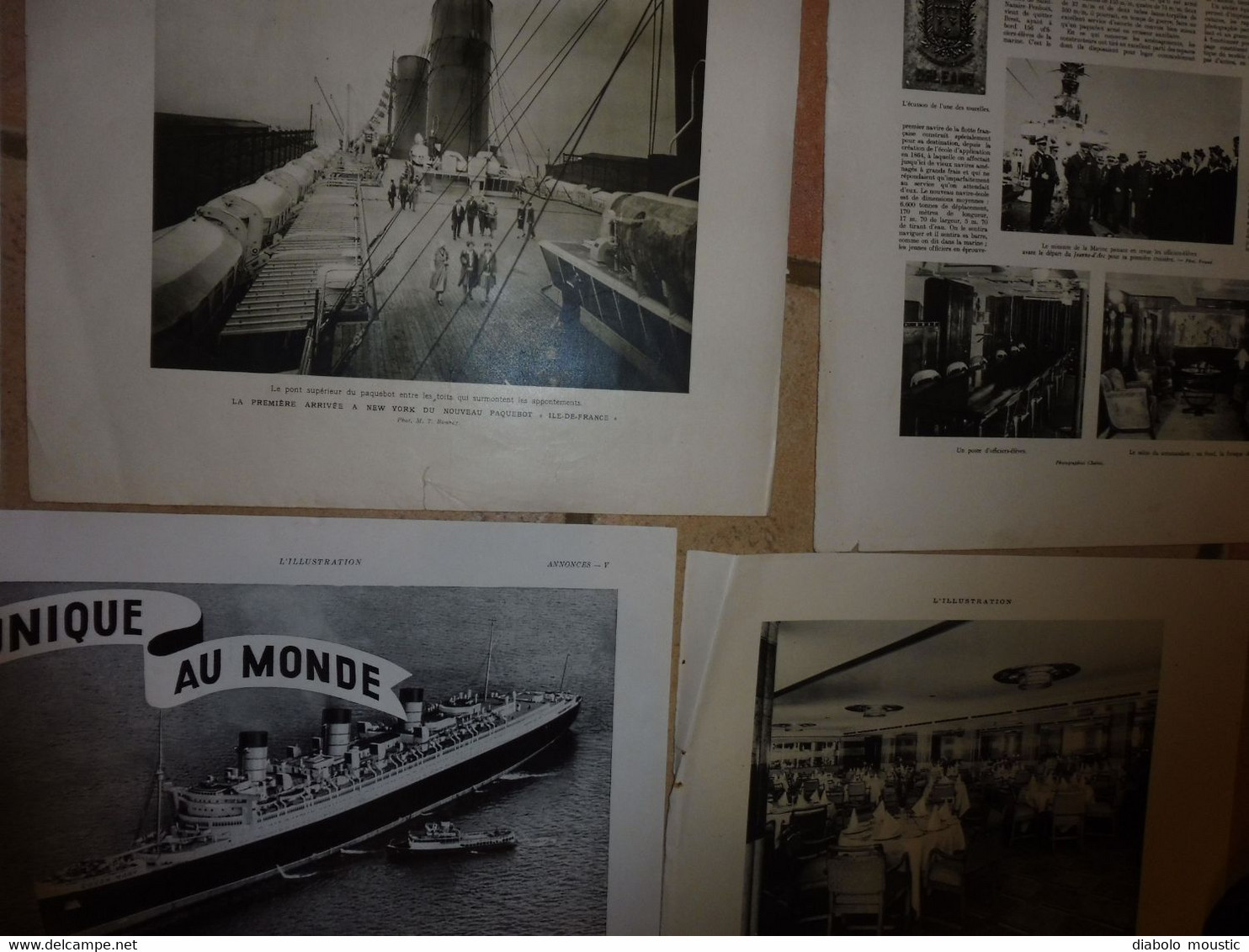 MARINE  , Publicités : Le NORMANDIE, Le QUEEN MARY, Etc (feuilles éparses Issues Du Journal Ancien " L'ILLUSTRATION " - Pubblicitari