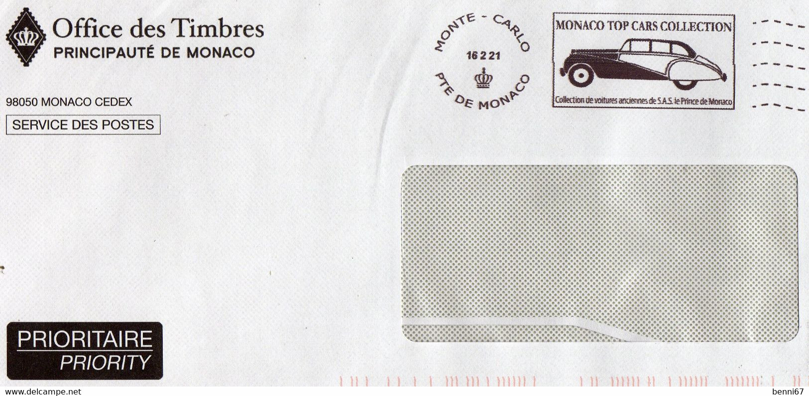 MONACO Flamme   TOP CARS COLLECTION Auto 16/2/21 - Franking Machines (EMA)