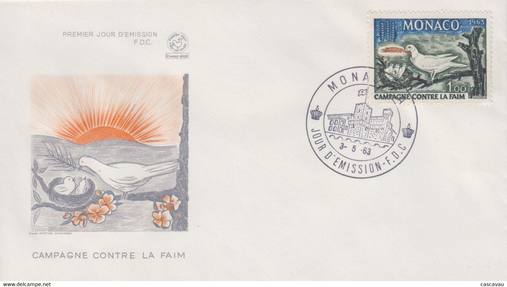 Enveloppe  FDC  1er  Jour   MONACO   Campagne  Contre  La  Faim    1963 - FDC