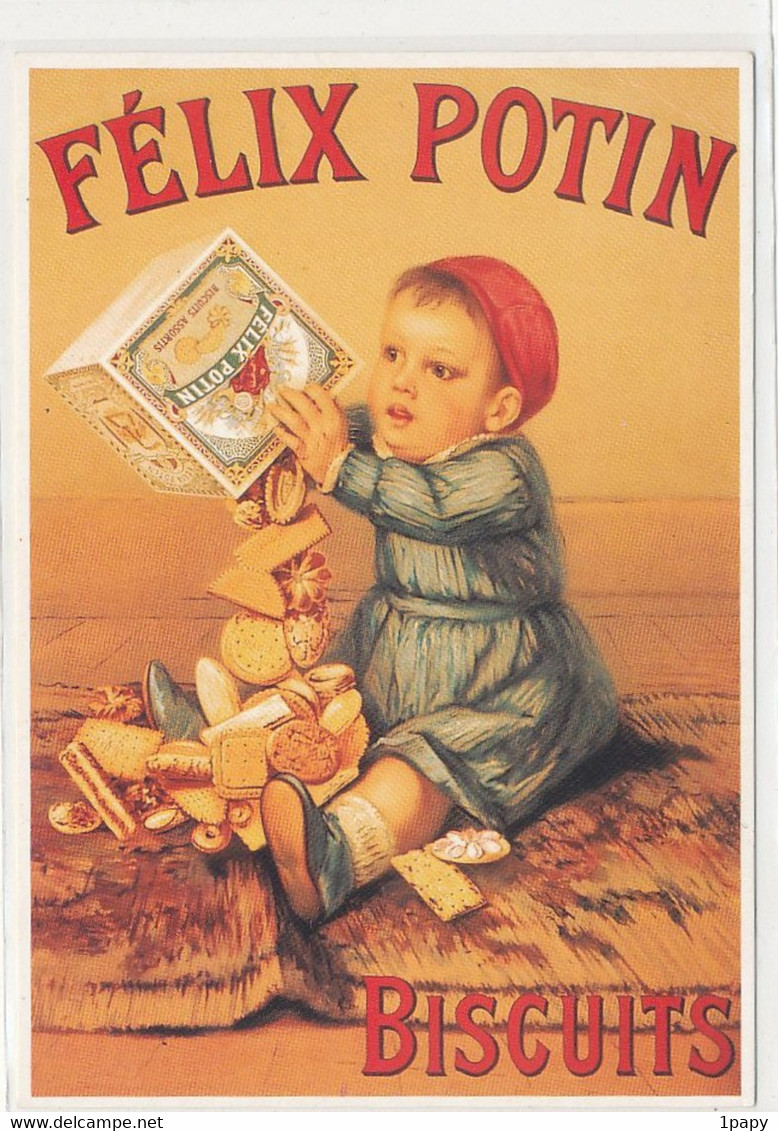 Fantaisie Humour - Repro D'Affiche Félix Potin  Biscuits - Enfant Avec Boite De Biscuits - Sonstige & Ohne Zuordnung