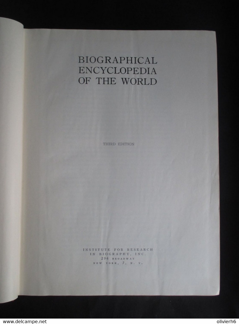 LIVRE (V1927) BIOGRAPHICAL ENCYCLOPEDIA OF THE WORLD 1946 (13 Vues) Institut For Research In Biography Inc. - 1900-1949