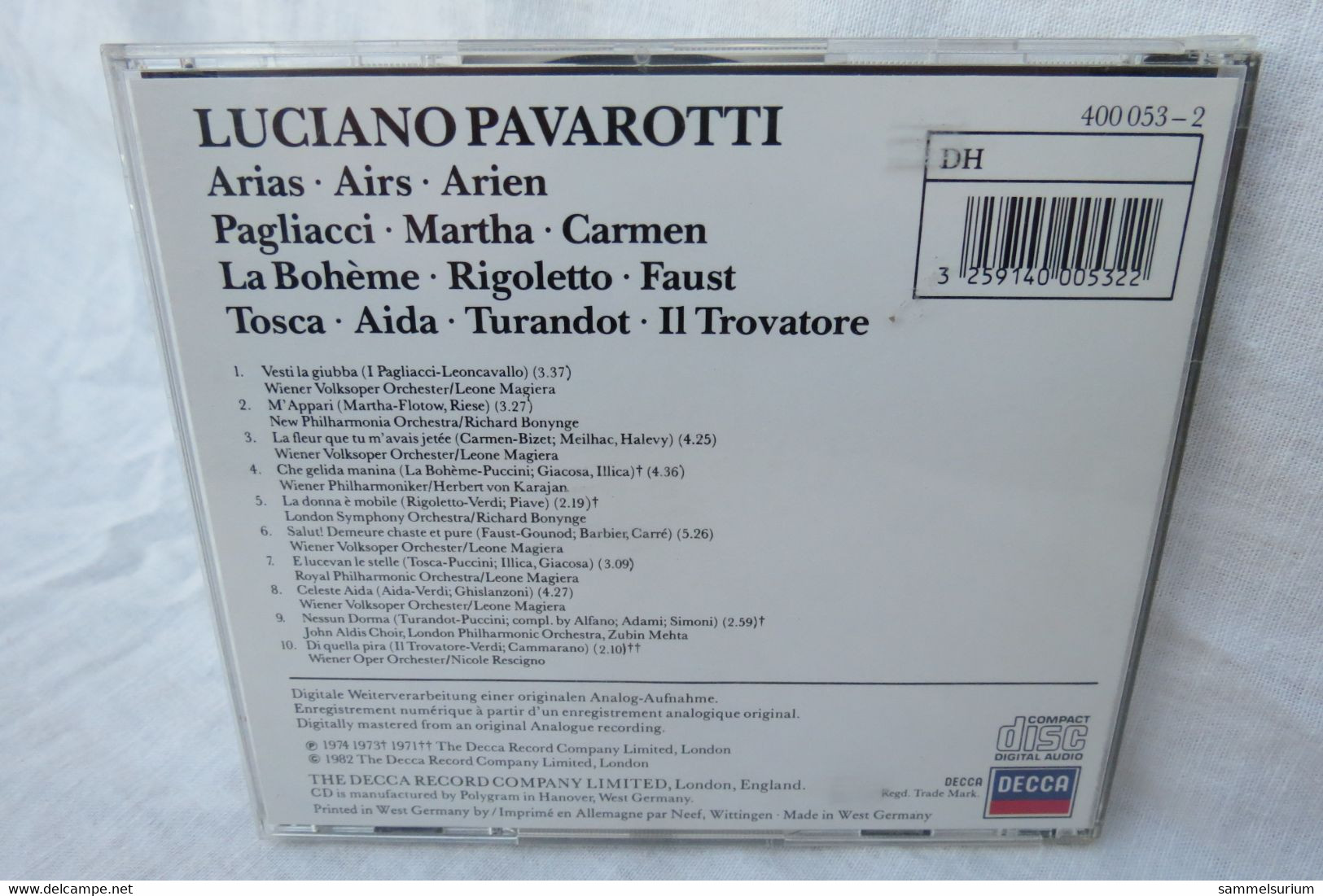 CD "Luciano Pavarotti" Arias Airs Arien - Opere