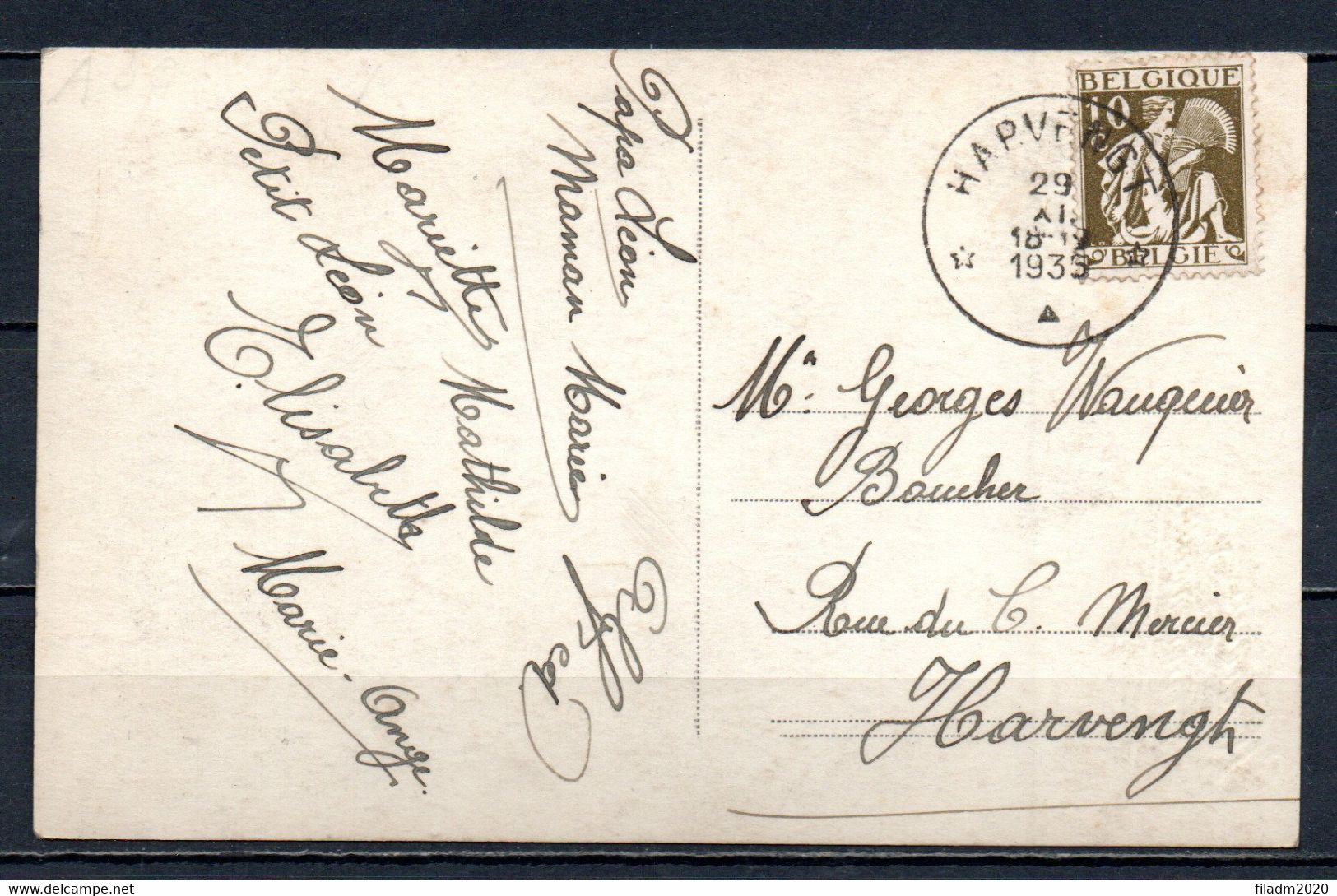 337 Op Fantasiekaart Gestempeld (sterstempel) HARVENGT - 1932 Ceres Y Mercurio