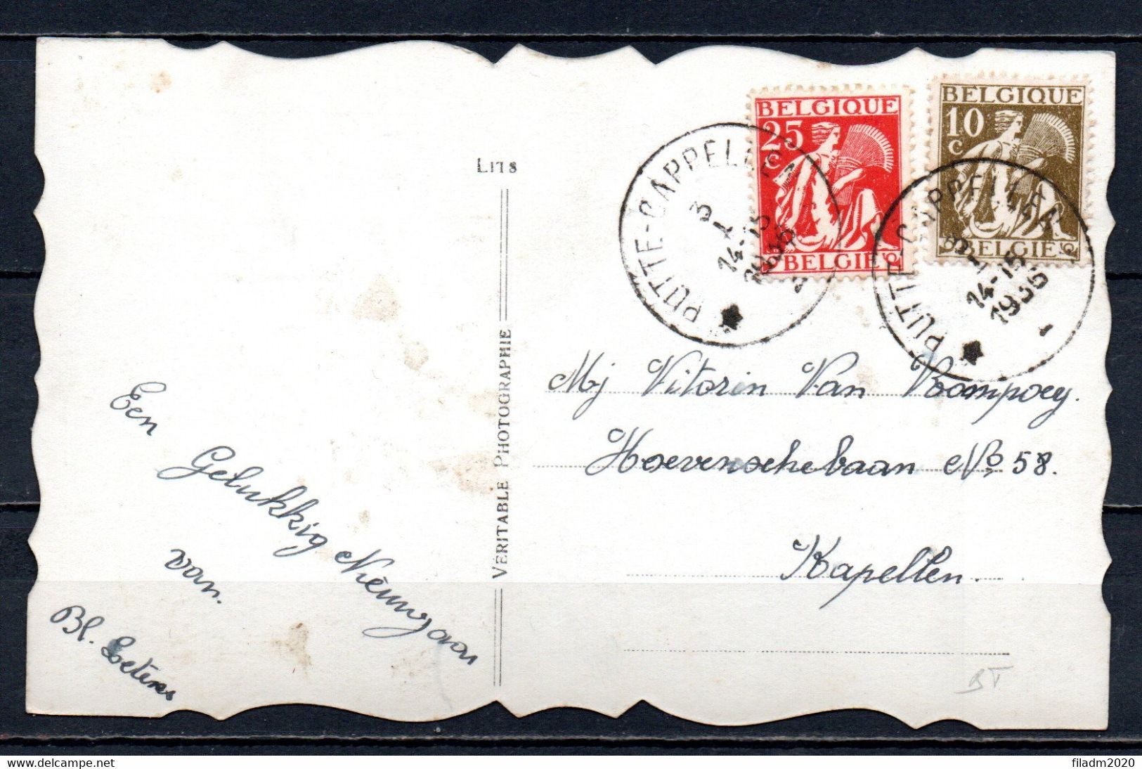 337 + 339 Op Fantasiekaart Gestempeld (sterstempel) PUTTE CAPPELLEN - 1932 Ceres Und Mercure