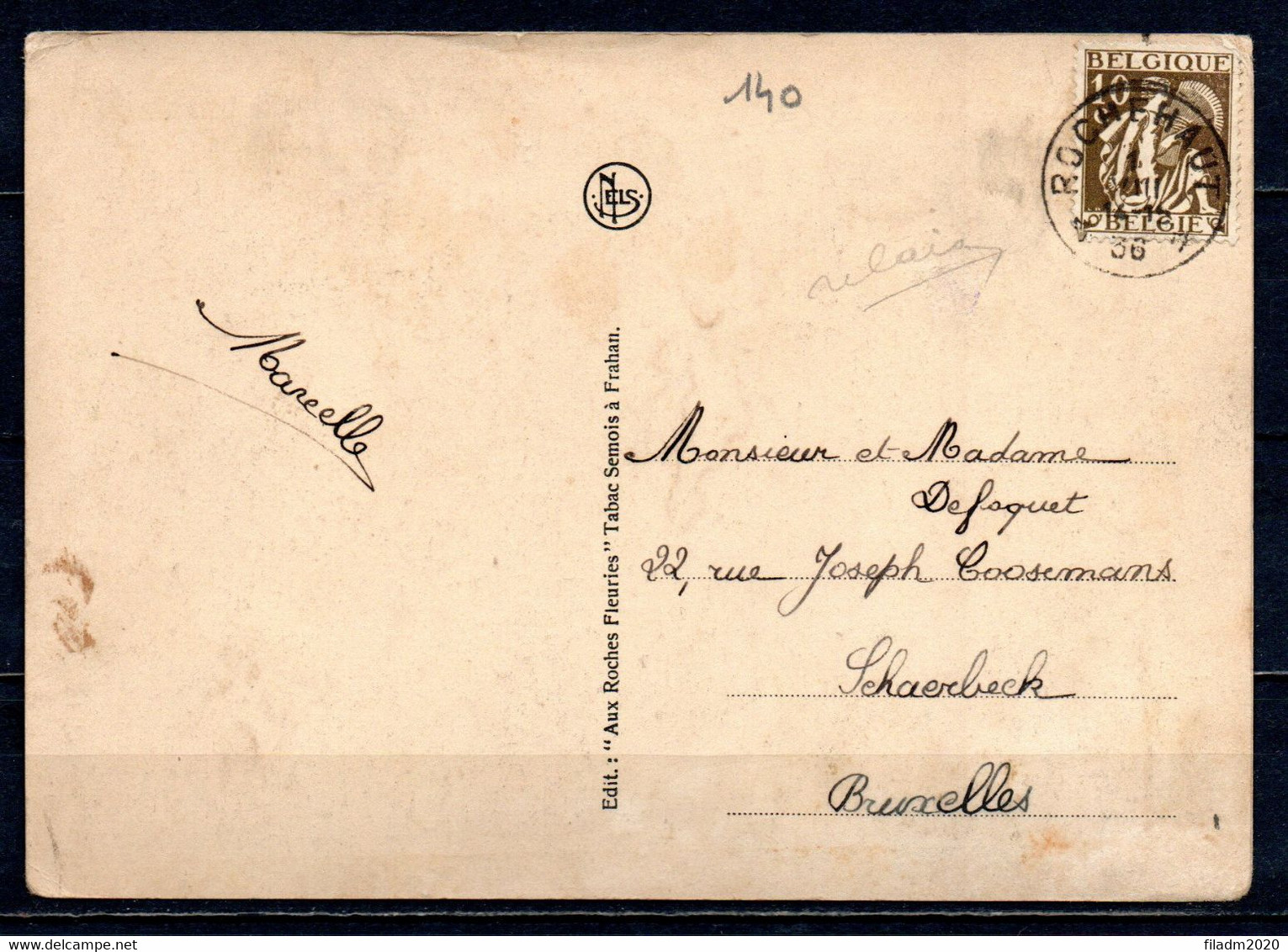 337 Op Postkaart (Frahan) Gestempeld (sterstempel) ROCHEHAUT - 1932 Ceres Y Mercurio