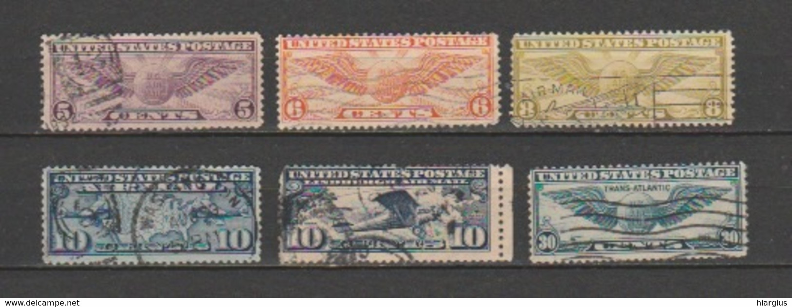 USA-Scott #:C12;C19;C17;C7;C10;C24-Catalog Value $ 5.50 - 1a. 1918-1940 Used