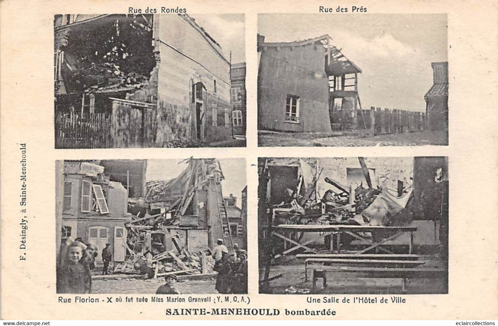 Ste Menehould           51          4 Vues Sur Les Bombardements          (voir Scan) - Sainte-Menehould