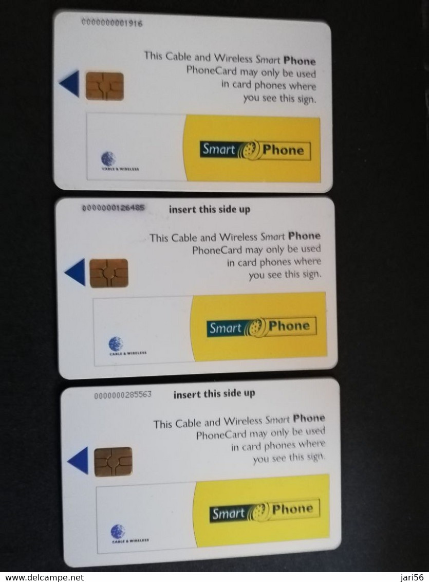 BARBADOS  SERIE 3X  CHIPCARDS $10,-+$20,-+ $40- SMART PHONE  CHIPCARD  Fine Used Card  ** 4981 ** - Barbados