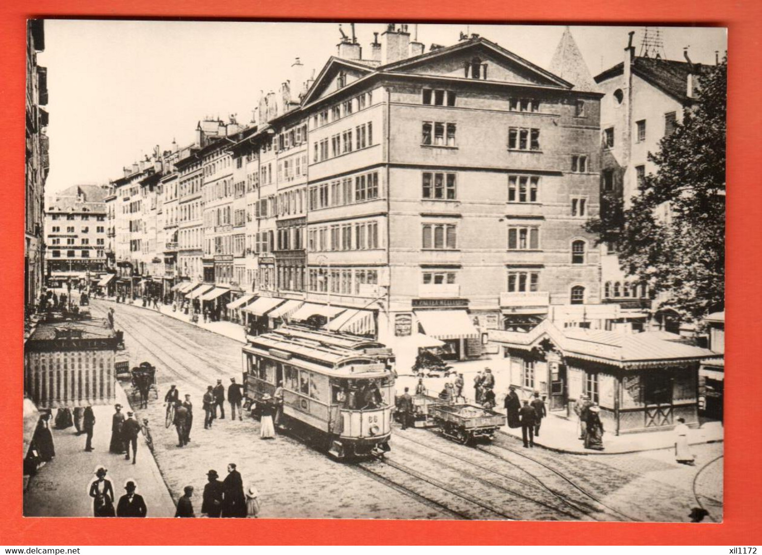 MKE-25 Genève Rue Du Marché, 100 Ans Des Tramways Carouge-Moillesullaz 1896-1906 Grand Format, Non Circulé - Carouge