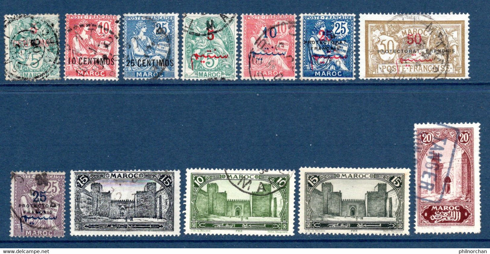 Colonies Françaises Maroc 1902/1955  49 Timbres Différents   2,50 €   (cote 30,20 €  49 Valeurs) - Used Stamps