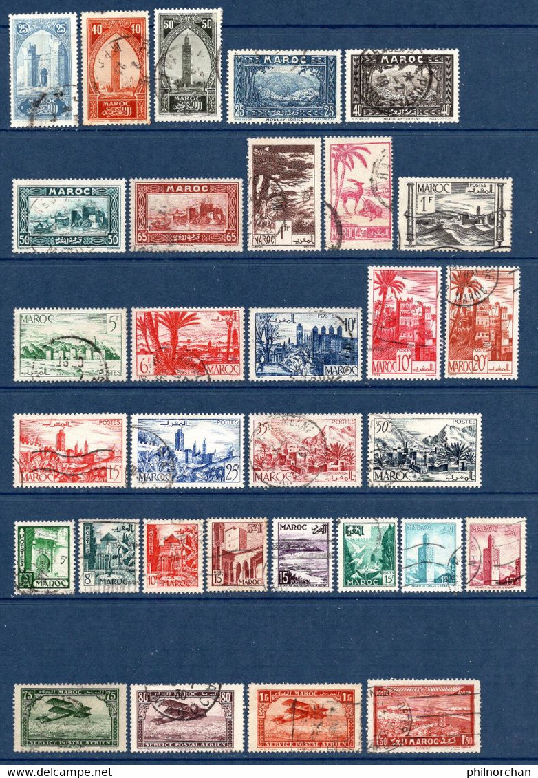 Colonies Françaises Maroc 1902/1955  49 Timbres Différents   2,50 €   (cote 30,20 €  49 Valeurs) - Used Stamps