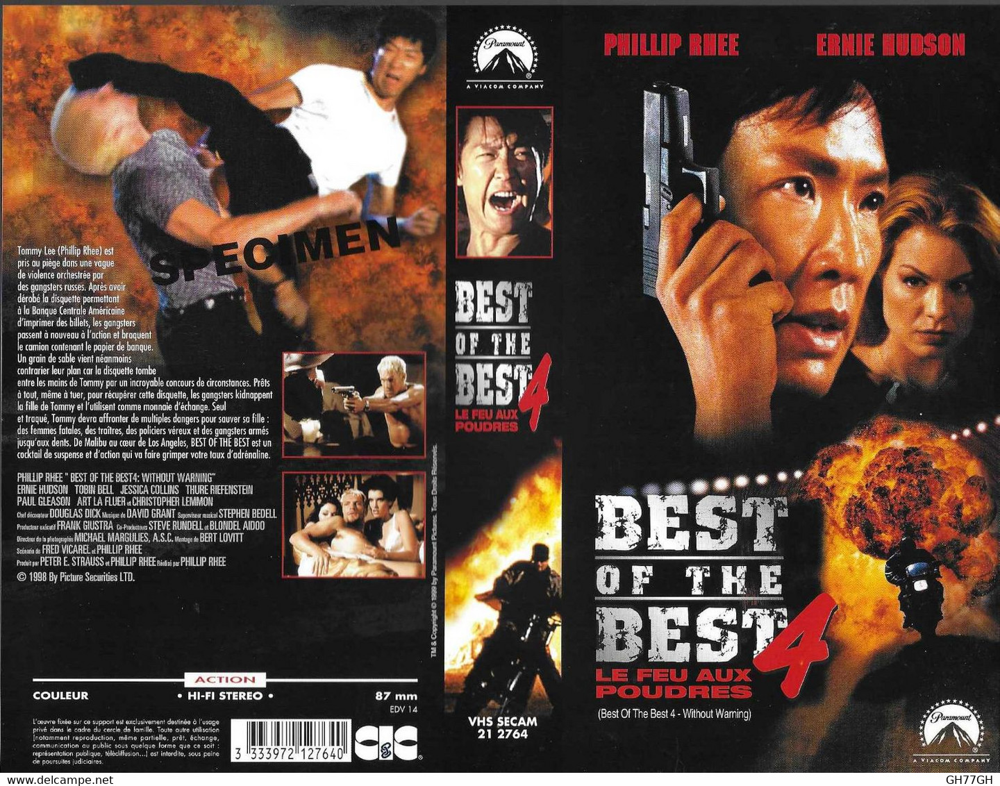 "BEST OF THE BEST 4" -jaquette SPECIMEN Originale CIC VIDEO -le Feu Aux Poudres -without Warning - Action & Abenteuer