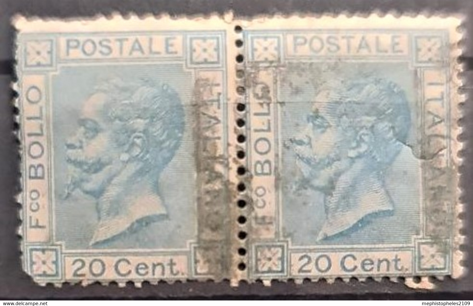 ITALY / ITALIA 1867 - Canceled - Sc# 35 - 20c - PAIR! - Used