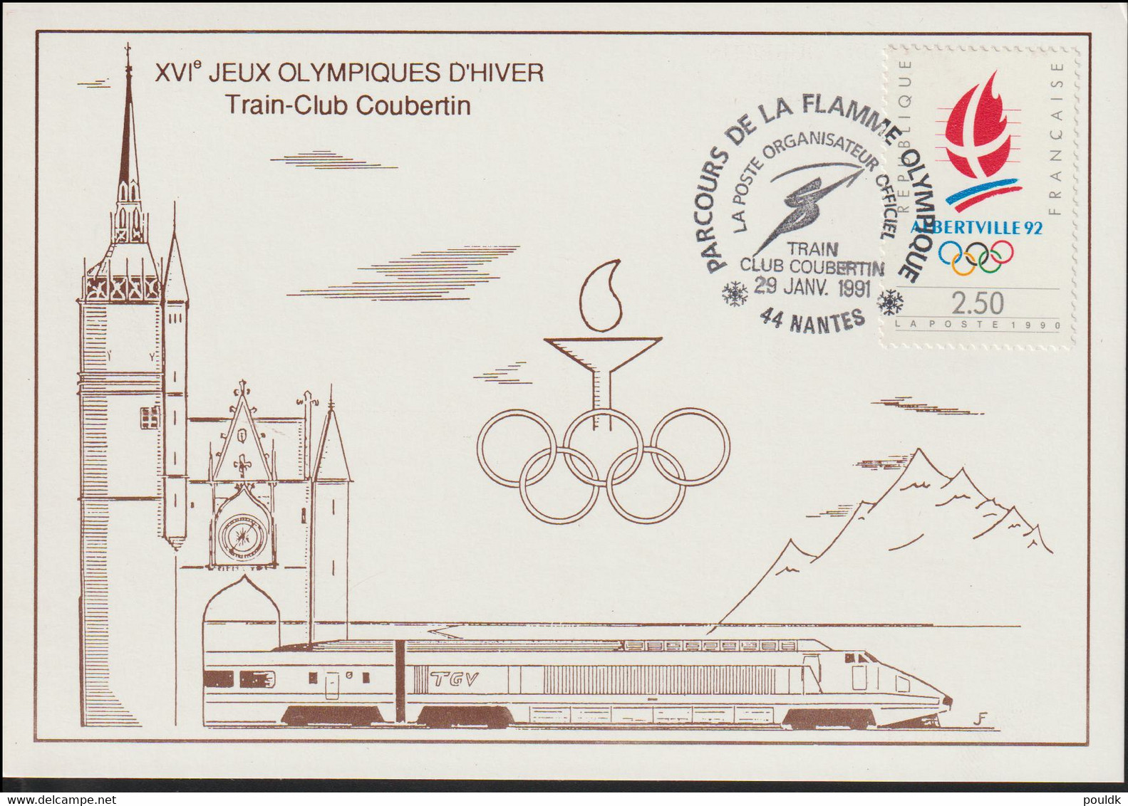 France Maxicard 1991 Albertville Olympic Games - Parcours De La Flamme Olympique - Nantes (G125-14) - Winter 1992: Albertville