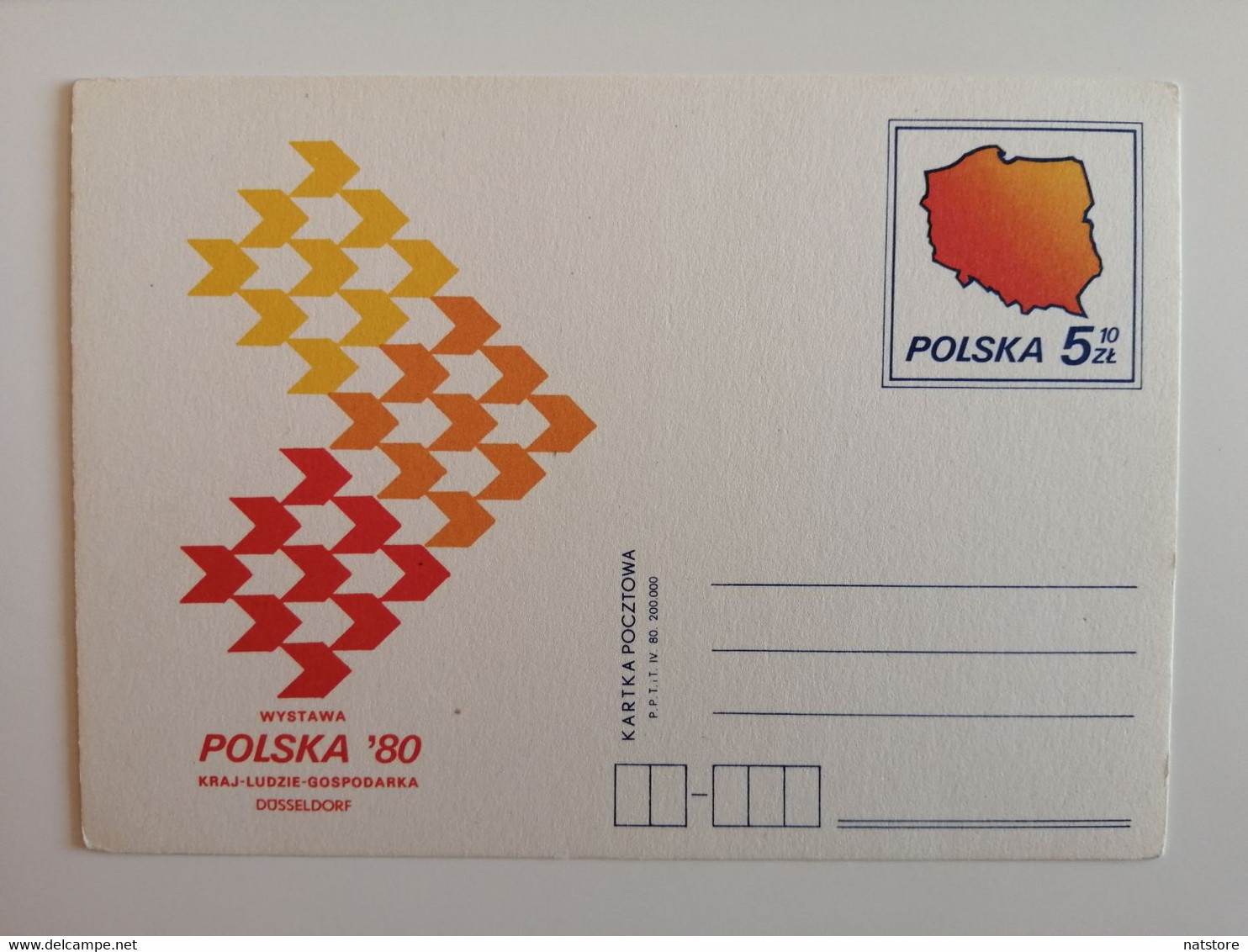 1980..POLAND. POSTCARD  WITH ORIGINAL  STAMP. EXHIBITION..POLAND..COUNTRY-PEOPLE-ECONOMY..DUSSELDORF'80 - Briefe U. Dokumente