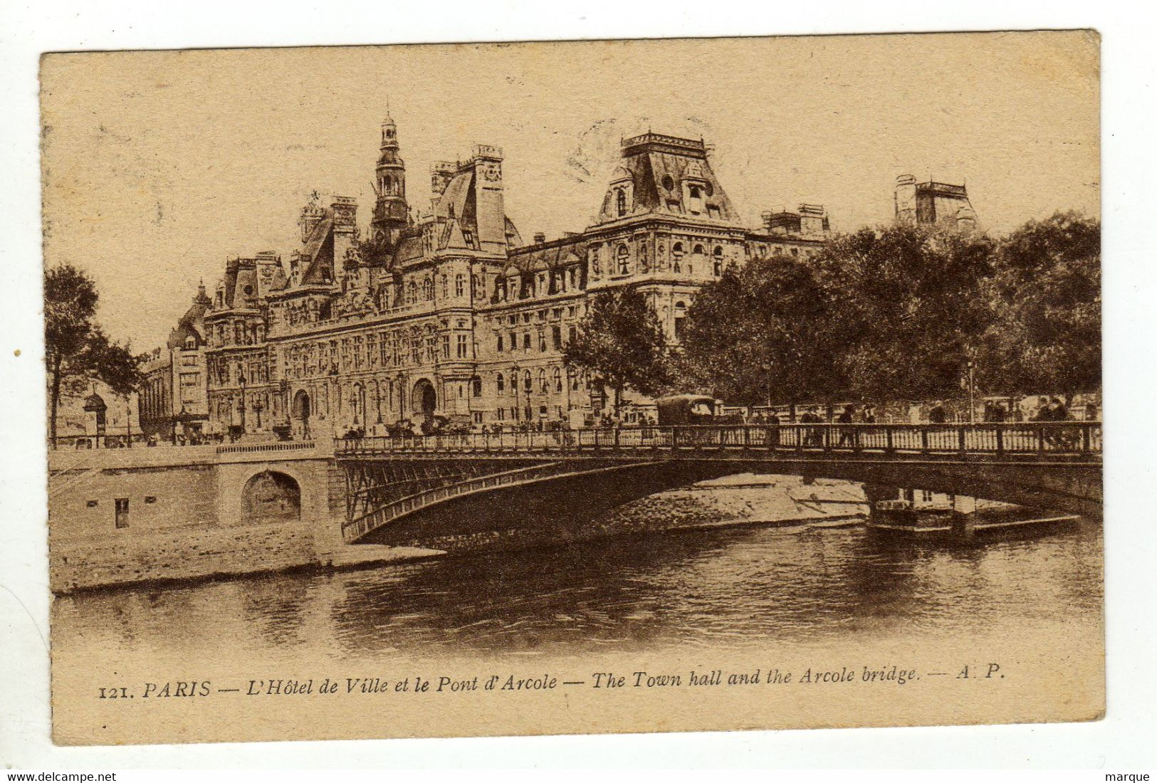 Cpa N° 121 PARIS L ' Hôtel De Ville Et Le Pont D' Arcole - La Seine Et Ses Bords