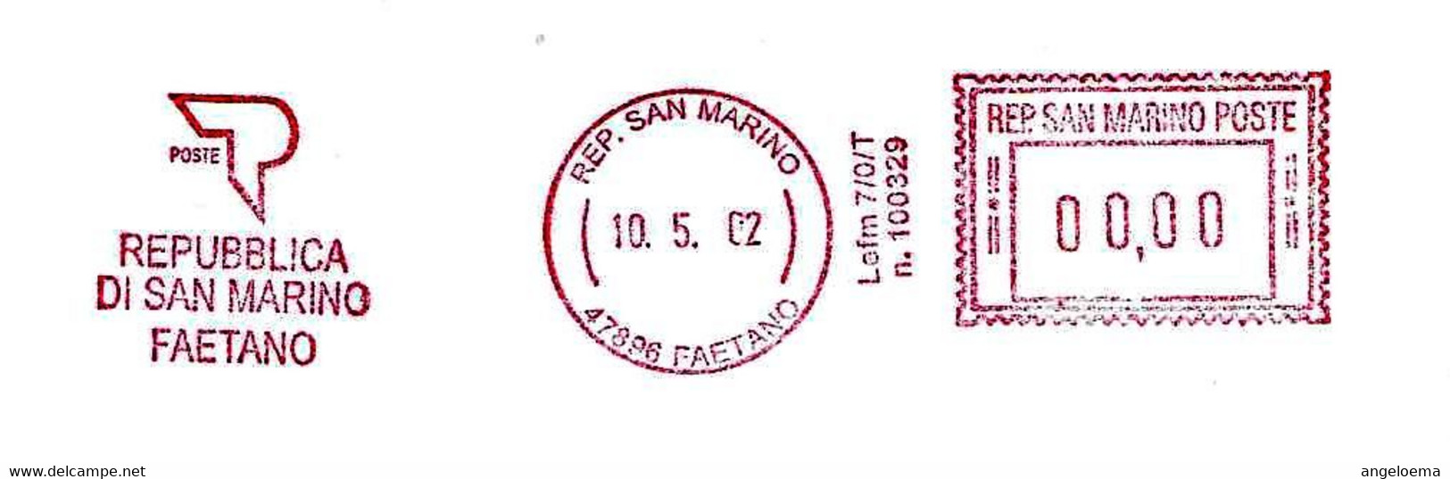 SAN MARINO - 2002 Ufficio POSTALE FAETANO - Ema Affrancatura Meccanica Rossa Red Meter Su Busta Non Viaggiata - 2014 - Briefe U. Dokumente