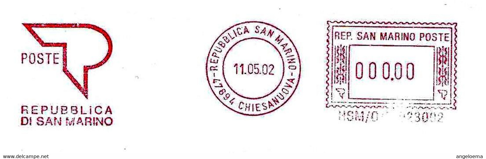 SAN MARINO - 2002 Ufficio POSTALE CHIESANUOVA - Ema Affrancatura Meccanica Rossa Red Meter Su Busta Non Viaggiata - 2015 - Briefe U. Dokumente