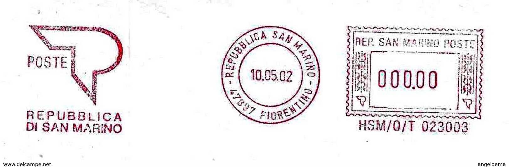 SAN MARINO - 2002 Uffico POSTALE FIORENTINO - Ema Affrancatura Meccanica Rossa Red Meter Su Busta Non Viaggiata - 2016 - Briefe U. Dokumente