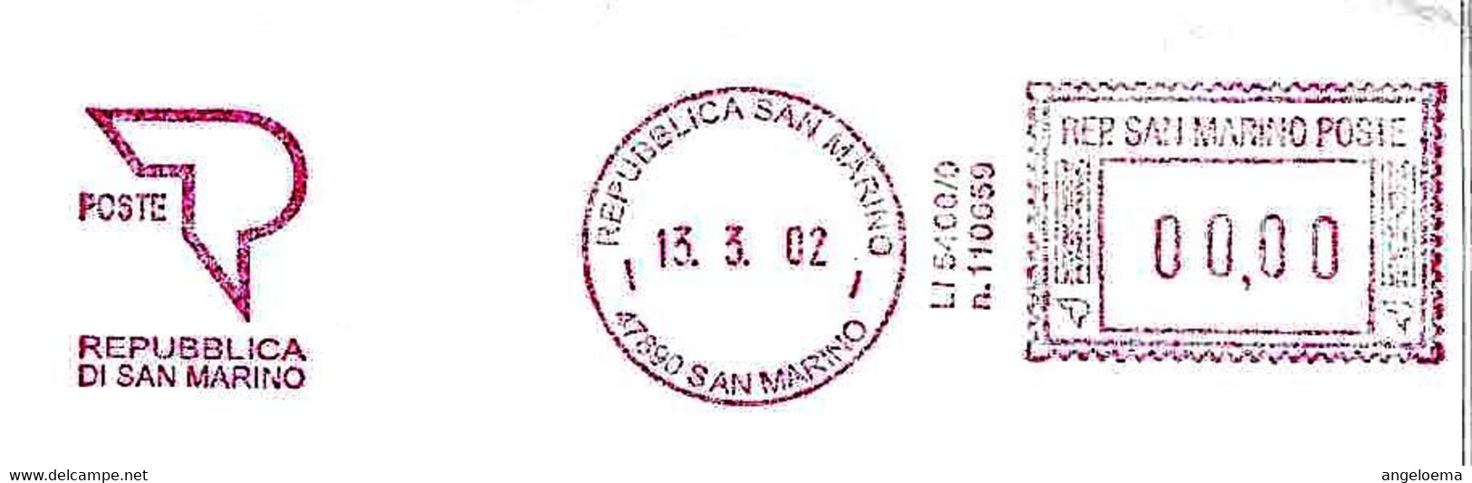 SAN MARINO - 2002 Ufficio POSTALE SAN MARINO CITTA'- Ema Affrancatura Mecc.rossa Red Meter Su Busta Non Viaggiata - 2017 - Brieven En Documenten