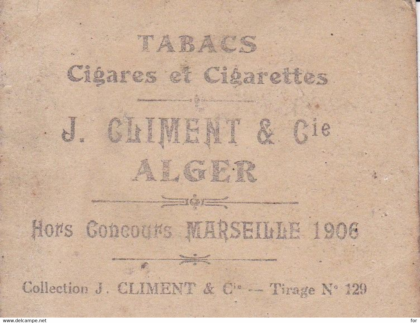 Chromo : Cigarettes : CLIMENT - Alger : Dirys : Femme : Colorisée : 6,5cm X 5cm - Climent