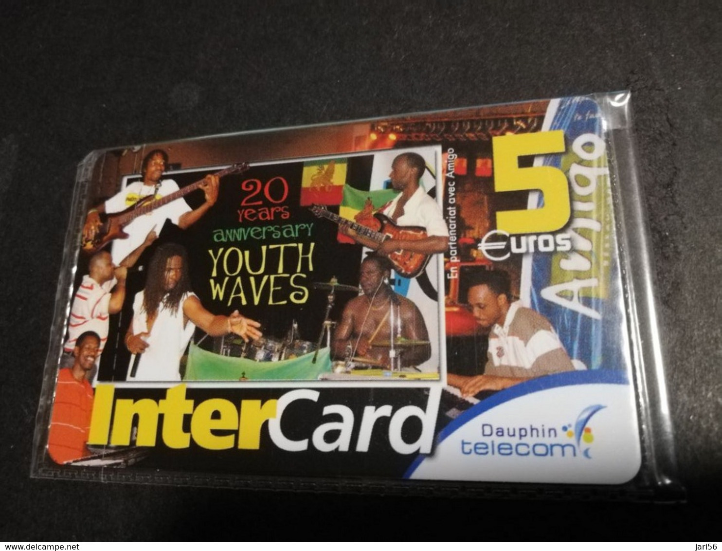 Caribbean Phonecard St Martin French INTERCARD  5 EURO 20 YEARS YOUTH WAVES      MINT NO 157  **4991** - Antilles (Françaises)