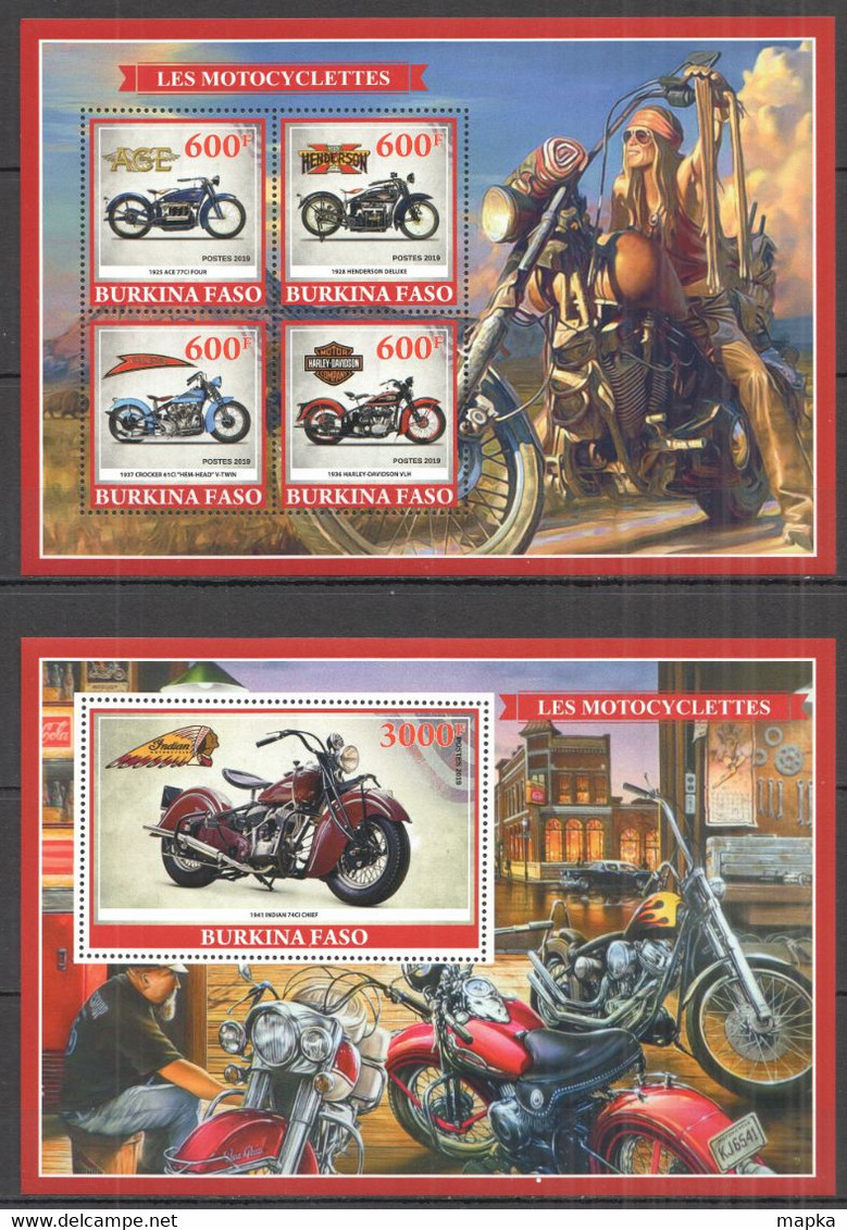 PE1099 2019 MOTORCYCLES MOTOS TRANSPORT BL+KB MNH - Motorräder