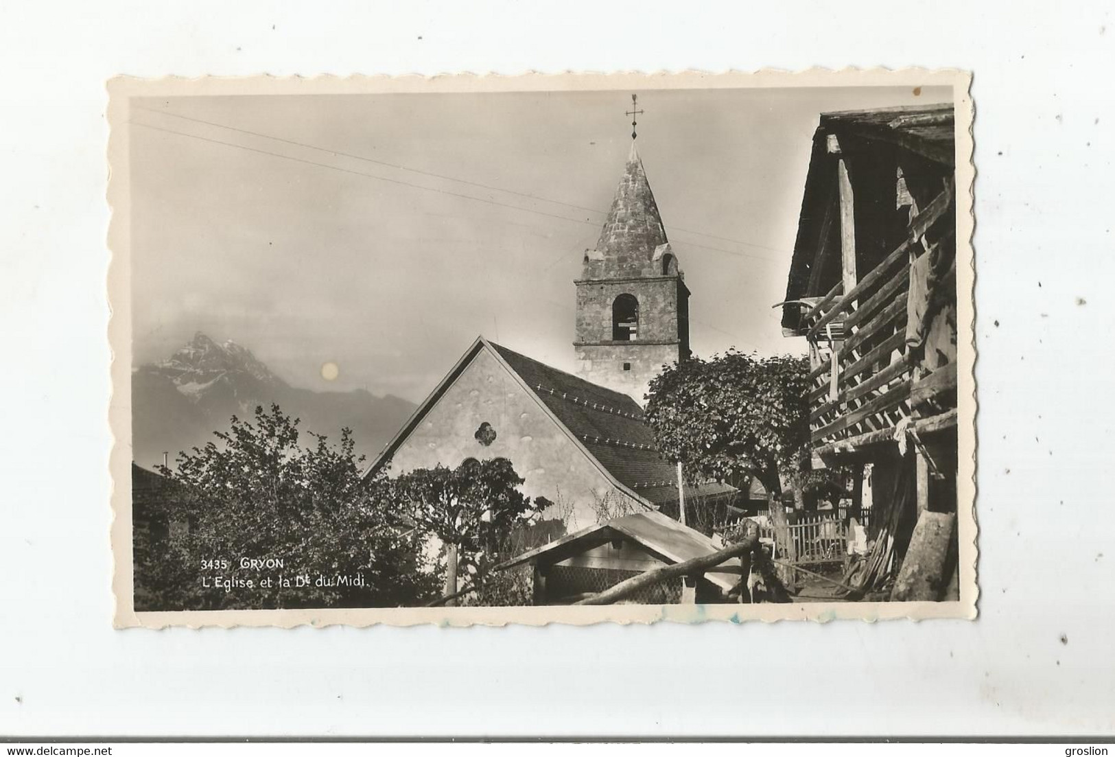 GRYON 3435 CARTE PHOTO L'EGLISE ET LA DENT DU MIDI - Gryon