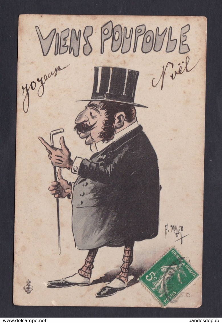 Illustrateur A. Mailick (?) Viens Poupoule ( Caricature Homme Gros Chapeau Haut De Forme  45672) - Mailick, Alfred