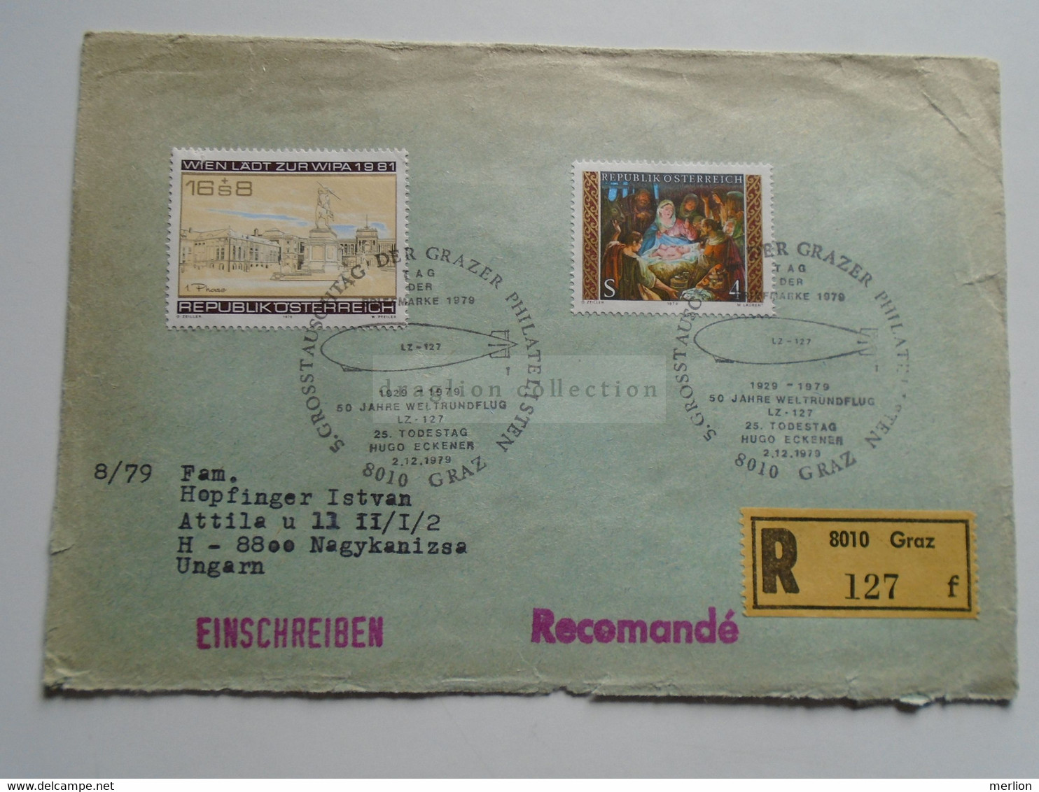 AV649.2 Austria  Recommanded  Cover Einschreiben  Cancel 1979 GRAZ  - Sent To Hungary Nagykanizsa - Cartas & Documentos