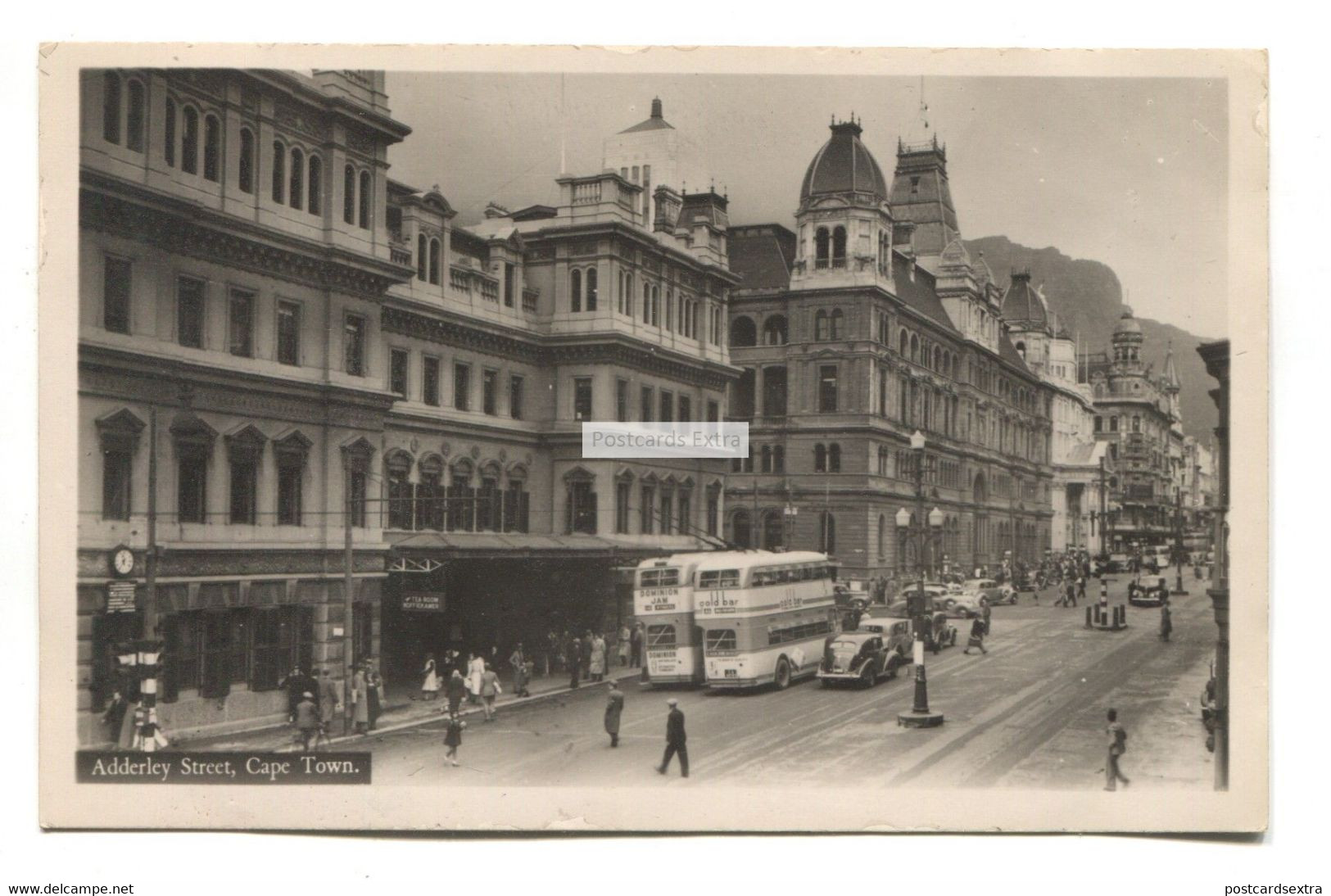 Cape Town - Adderley Street, Double-decker Trolley Bus, Vintage Cars - Old South Africa Real Photo Postcard - South Africa