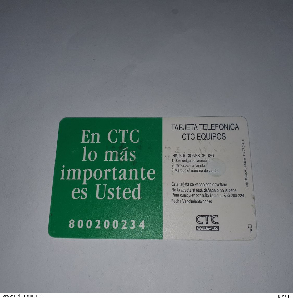 Chile-(cl-ctc38a)-estero Marga1-(54)-($2.000)-(look Foto)-(11/1997)-(look Outside)-used Card+1card Prepiad Free - Chili