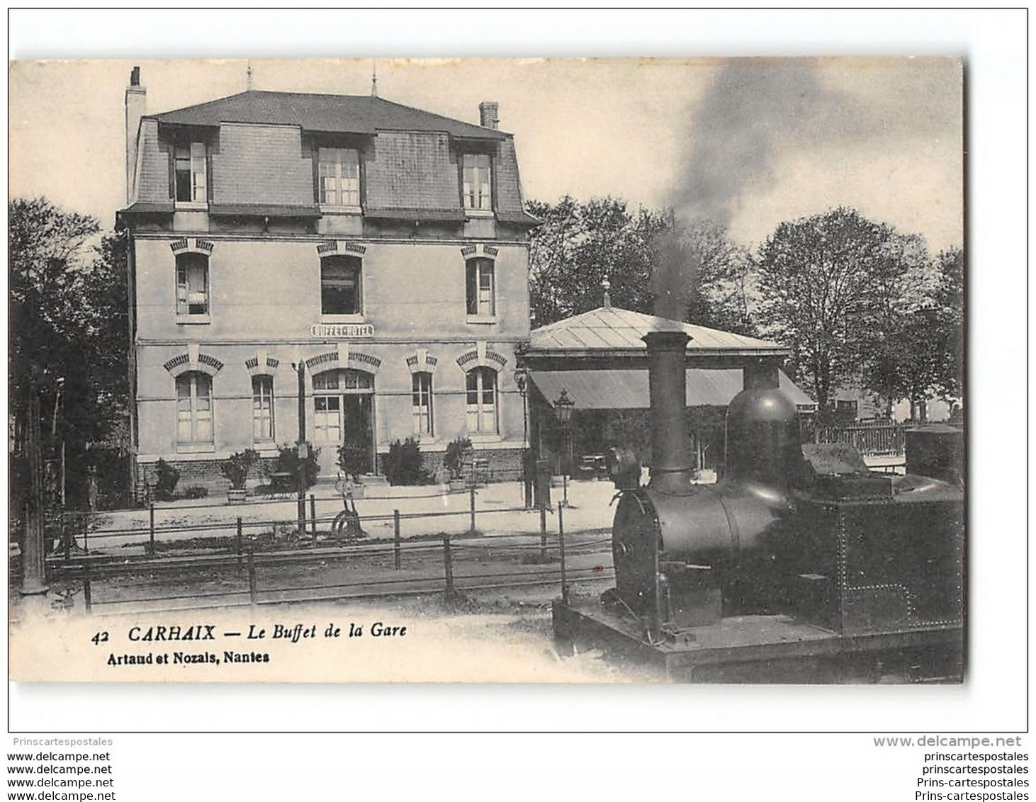 CPA 29 Carhaix Le Buffet De La Gare Et Le Train Tramway Ligne De Carhaix Chateaulin Camaret - Carhaix-Plouguer